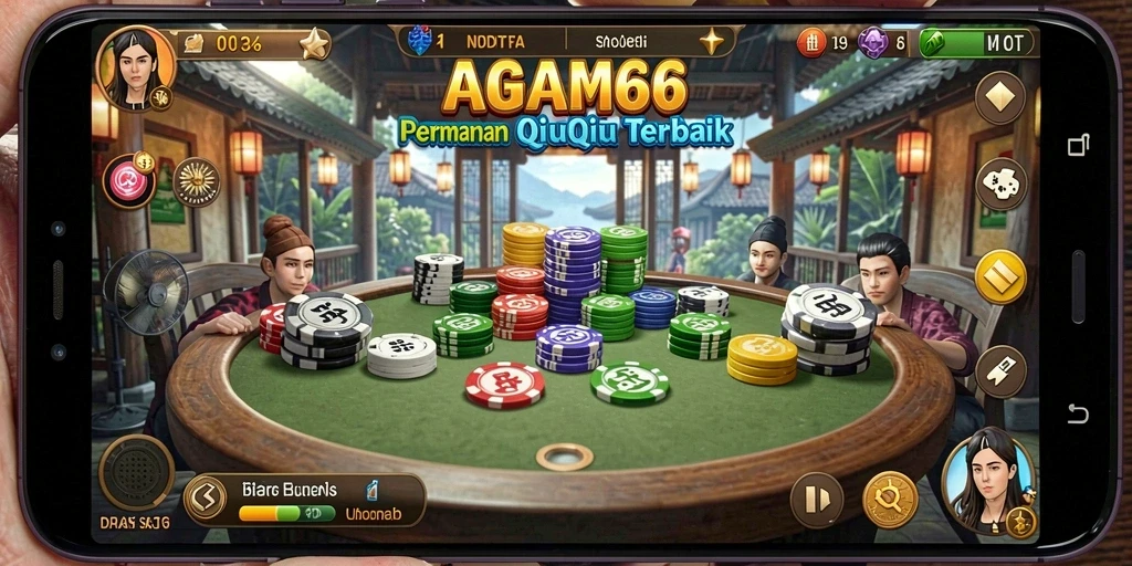Tampilan menarik dari gameplay QiuQiu di AGAM66.