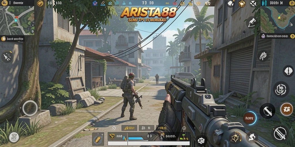 Screenshot gameplay ARISTA88 menunjukkan aksi menegangkan dalam pertempuran TPS.
