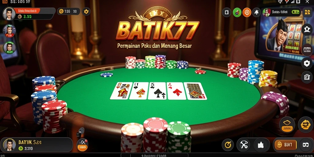 Tangkapan layar utama BATIK77 menunjukkan gameplay Poker yang seru dan kompetitif.