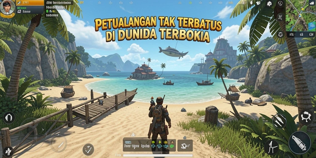 Screenshot gameplay F7F7 yang menampilkan kebebasan eksplorasi dunia terbuka.