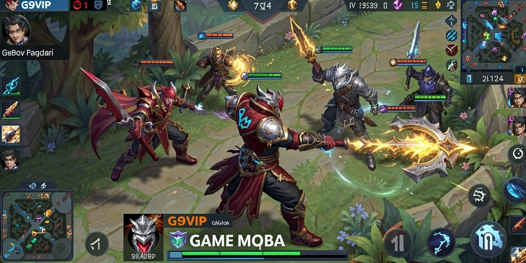 Tampilan gameplay G9VIP yang menegangkan dalam laga MOBA.