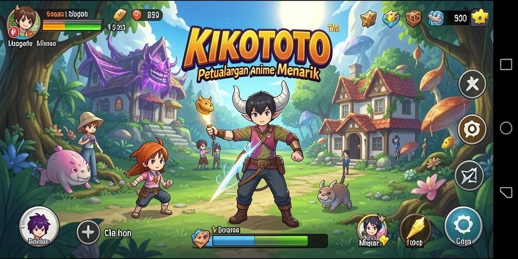 Tampilan gameplay KIKOTOTO yang menakjubkan dan penuh warna.