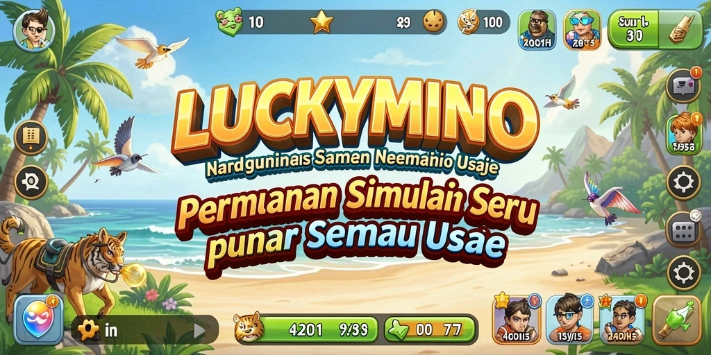 Tangkapan layar gameplay <strong>LUCKYMINO</strong> yang menampilkan berbagai aktivitas menarik.