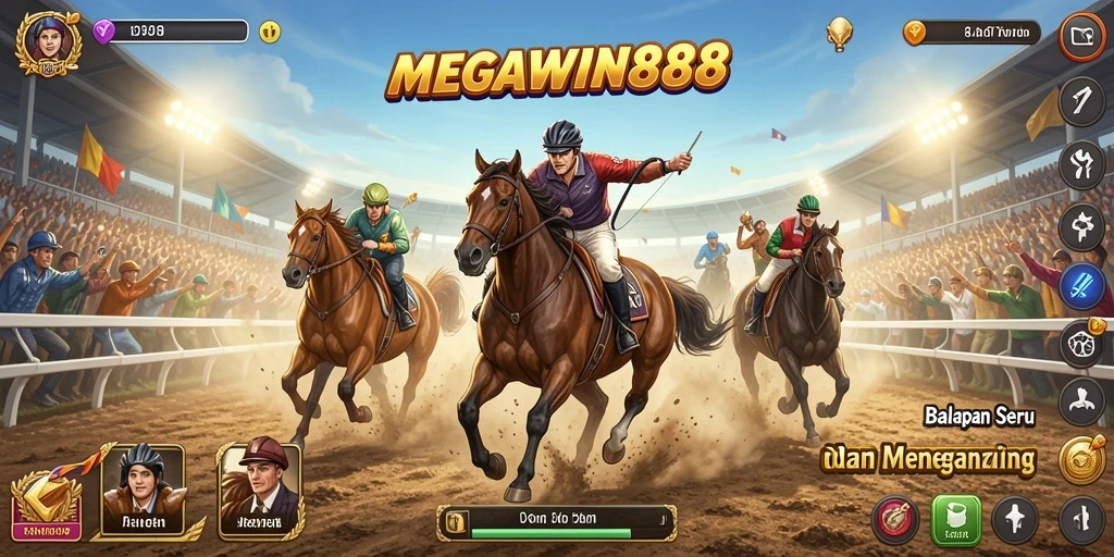 Tampilan gameplay mendebarkan di MEGAWIN888 dengan mobil balap berkecepatan tinggi.