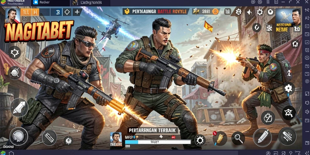 Screenshot NAGITABET menampilkan aksi seru dalam gameplay Battle Royale.