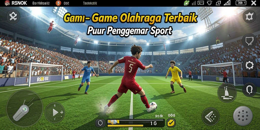 Tangkapan layar gameplay RSNOK menampilkan aksi seru dalam pertandingan olahraga.