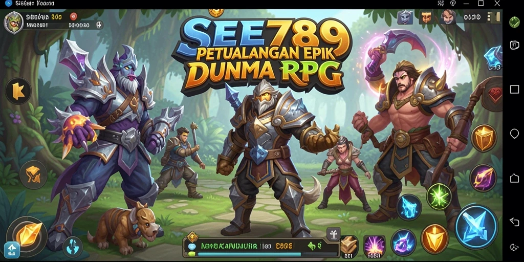 Tampilan gameplay menarik dari SEE789 yang menunjukkan pertarungan RPG.