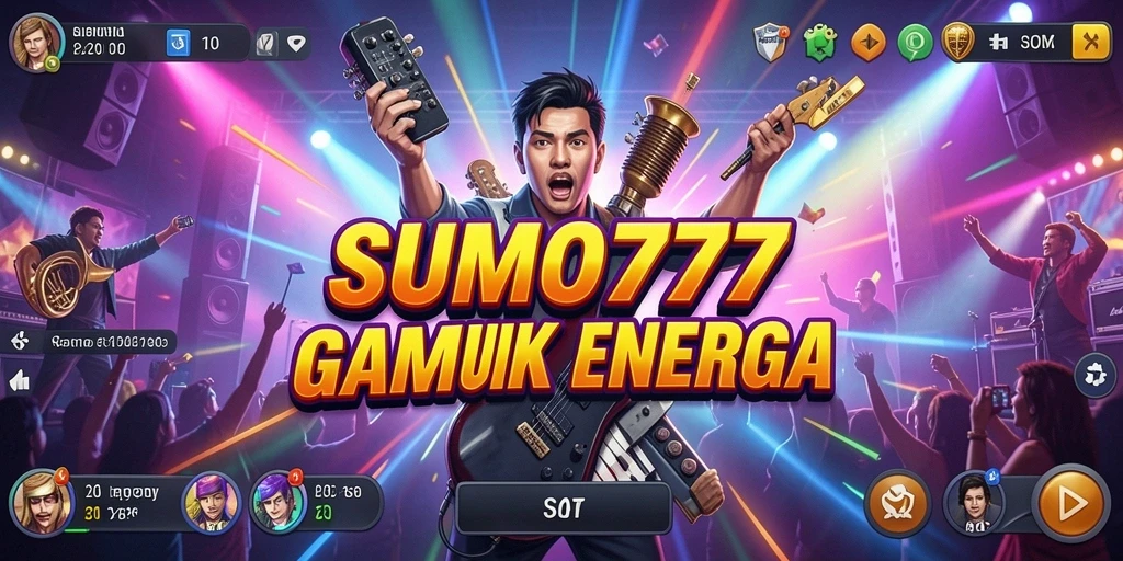 Screenshot menampilkan gameplay musik yang seru dan penuh warna.