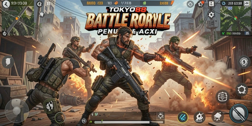 Gameplay seru dalam TOKYO88, aksi Battle Royale menegangkan.