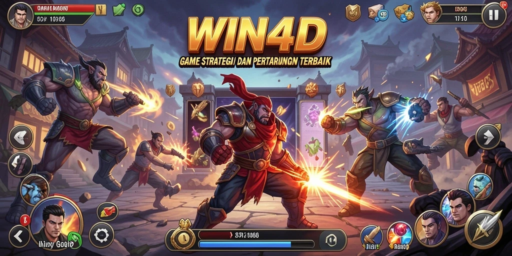 Screenshot utama menunjukkan pertarungan seru di WIN4D.